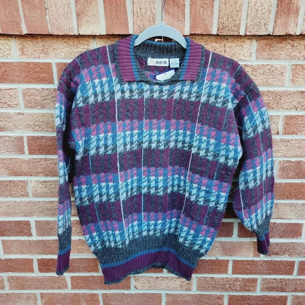 Vintage Aston New with Tags Sweater Women's Size Med Oxford Preppy Collard